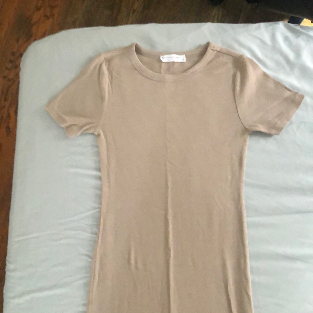 Nude colored short sleeve dress